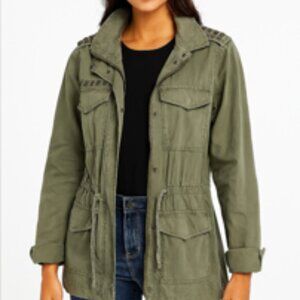 Mudd Olive Green Utility Jacket with Studded Shoulders Military Small